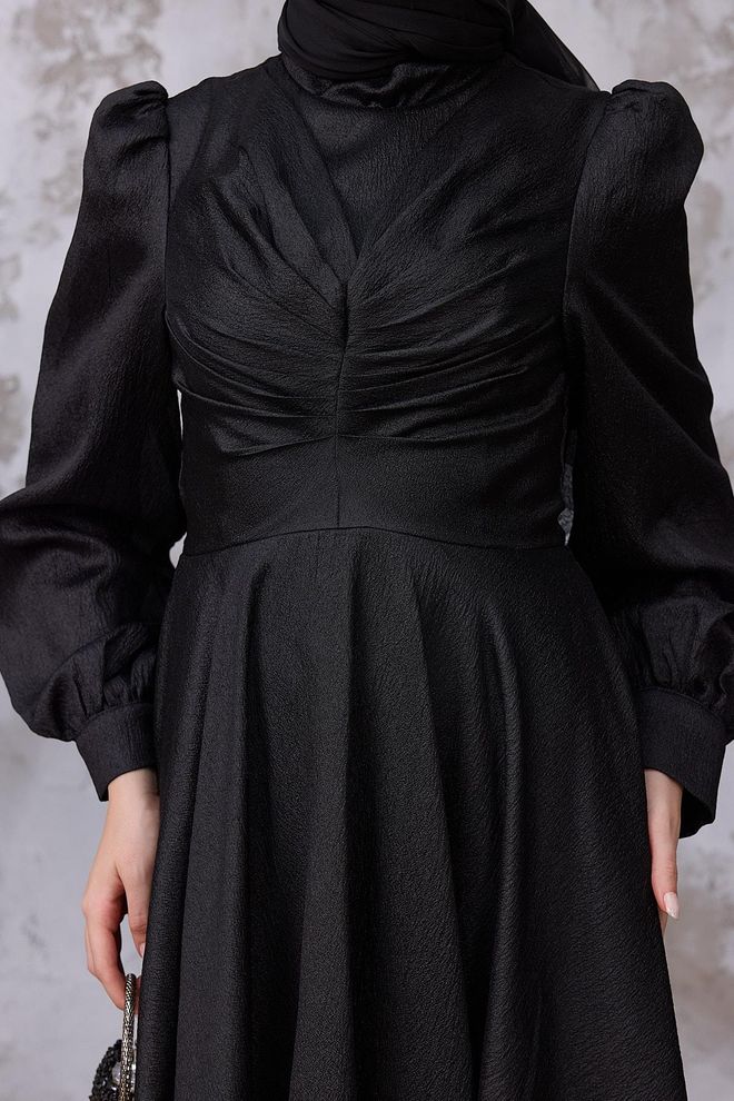 Hulya Keser Black Elegant Fit And Flare Dress Wholesale Clothing Elegant