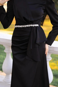Didmenine prekyba rubais modelis devi HUL10045 - Ebru Satin Evening Dress - Black, {{vendor_name}} Turkiski Suknelė urmu