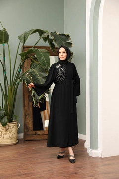 Hurtowa modelka nosi HUL10145 - Ahsen Abaya - Black, turecka hurtownia Abaya firmy Hulya Keser