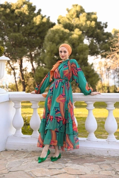 Модел на дрехи на едро носи HUL10103 - Angel Dress - Turquoise, турски едро рокля на Hulya Keser
