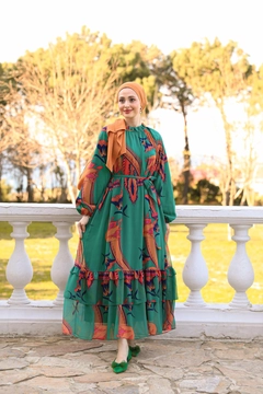 Een kledingmodel uit de groothandel draagt HUL10103 - Angel Dress - Turquoise, Turkse groothandel Jurk van Hulya Keser