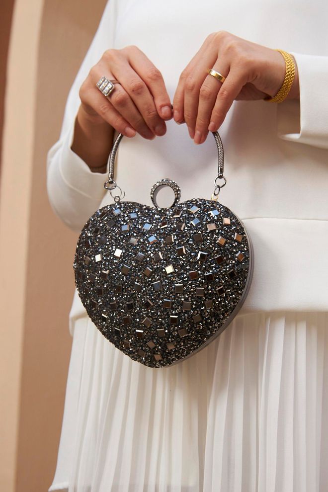 Hulya Keser Bolso Para Vestido De Noche Corazón Antracita Ropa al por mayor 1