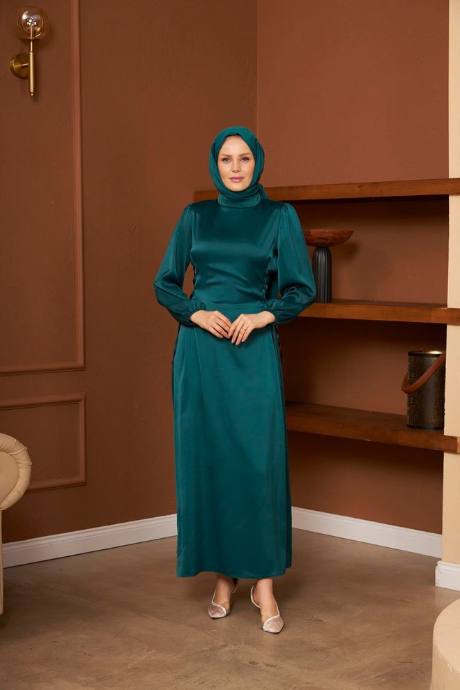 Hulya Keser Večerna obleka I����l smaragdno zelena Oblačila na debelo Skromno