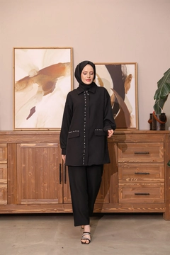 Un mannequin de vêtements en gros porte 47323 - Suit - Black, Costume en gros de Hulya Keser en provenance de Turquie