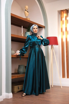 Модел на дрехи на едро носи 47332 - Evening Dress - Blue, турски едро рокля на Hulya Keser