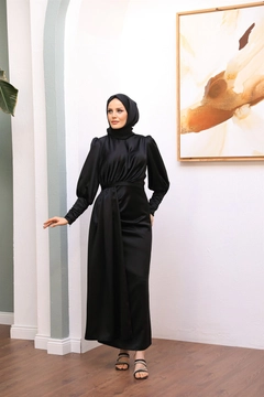 Hurtowa modelka nosi 47359 - Evening Dress - Black, turecka hurtownia Sukienka firmy Hulya Keser