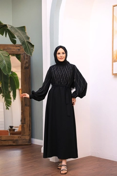 Модел на дрехи на едро носи 47352 - Evening Dress - Black, турски едро рокля на Hulya Keser