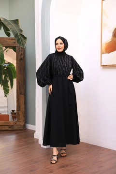 Модел на дрехи на едро носи 47352 - Evening Dress - Black, турски едро рокля на Hulya Keser
