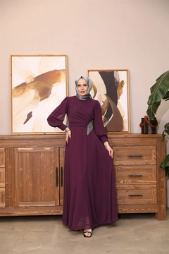 عارض ملابس بالجملة يرتدي 47373 - Evening Dress - Plum، تركي بالجملة فستان من Hulya Keser