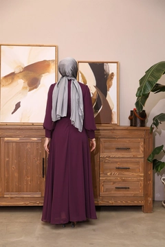 Модел на дрехи на едро носи 47373 - Evening Dress - Plum, турски едро рокля на Hulya Keser
