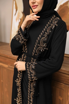 Модель оптовой продажи одежды носит 37642 - Abaya - Black, турецкий оптовый товар Абая от Hulya Keser.