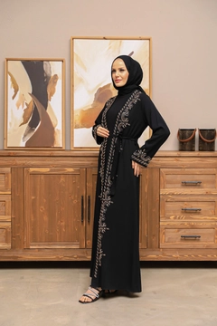 Hurtowa modelka nosi 37642 - Abaya - Black, turecka hurtownia Abaya firmy Hulya Keser