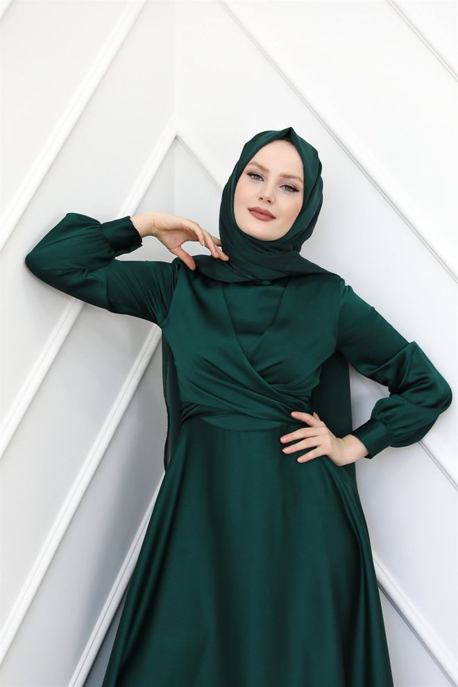 Hulya Keser Abendkleid Smaragd Großhandelskleidung Modest