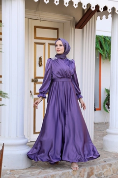 A wholesale clothing model wears 37652 - Evening Dress - Lilac, Turkish wholesale Dress of Hulya Keser