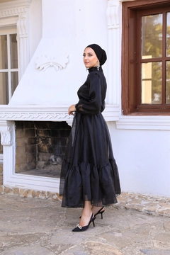 Una modelo de ropa al por mayor lleva 37655 - Evening Dress - Black, Vestido turco al por mayor de Hulya Keser