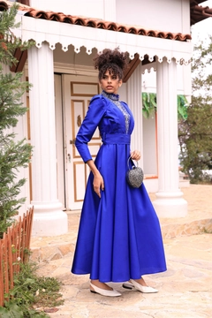 Модел на дрехи на едро носи 37674 - ABY000210_Saks Mavi, турски едро рокля на Hulya Keser