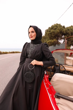 Um modelo de roupas no atacado usa 37675 - Evening Dress - Black, atacado turco Vestir de Hulya Keser