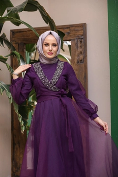 Hurtowa modelka nosi 37683 - Evening Dress - Purple, turecka hurtownia Sukienka firmy Hulya Keser