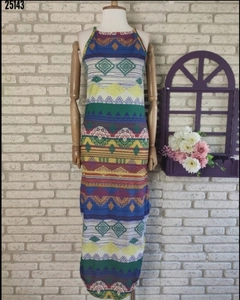 A wholesale clothing model wears jan14188-authentic-patterned-single-jersey-fabric-dress-multi-colored, Turkish wholesale Dress of Janes