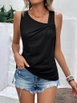 A wholesale clothing model wears jan14247-women's-sleeveless-collar-detailed-viscose-blouse-black, Turkish wholesale  of 