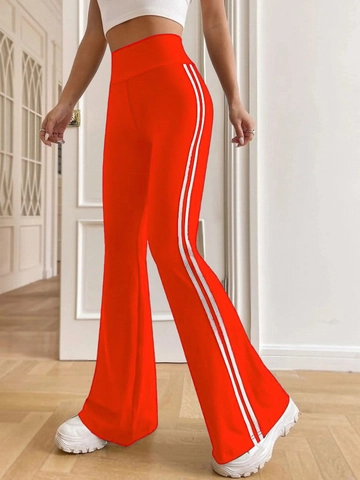 Un mannequin de vêtements en gros porte  Collant De Plongée Taille Élastique À Bandes Latérales Pour Femme Orange
, Leggings en gros de Janes en provenance de Turquie
