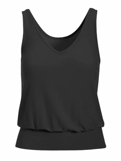 A wholesale clothing model wears jan14599-women's-sleeveless-camisole-blouse-black, Turkish wholesale Blouse of Janes