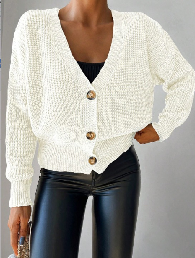 Janes Blouse En Tricot Avec Boutons Blanc Vêtements en gros Décontracté