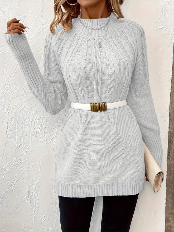 Janes Women's Long Sleeve Half Turtleneck Sweater Blouse White Wholesale Clothing Casual