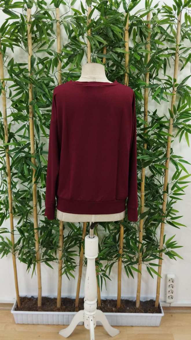 Janes Blouse À Manches Longues Et Col Rond En Viscose À Motifs Pour Femmes Bordeaux Vêtements en gros Streetwear