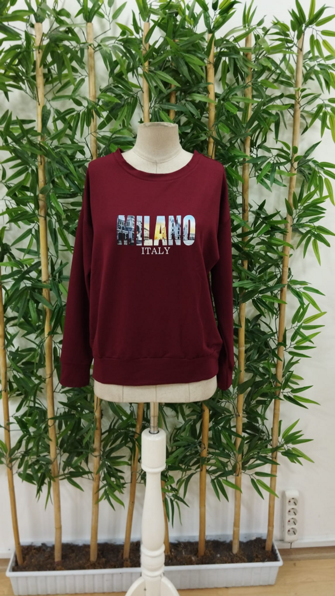 Janes Blouse À Manches Longues Et Col Rond En Viscose À Motifs Pour Femmes Bordeaux Vêtements en gros Automne