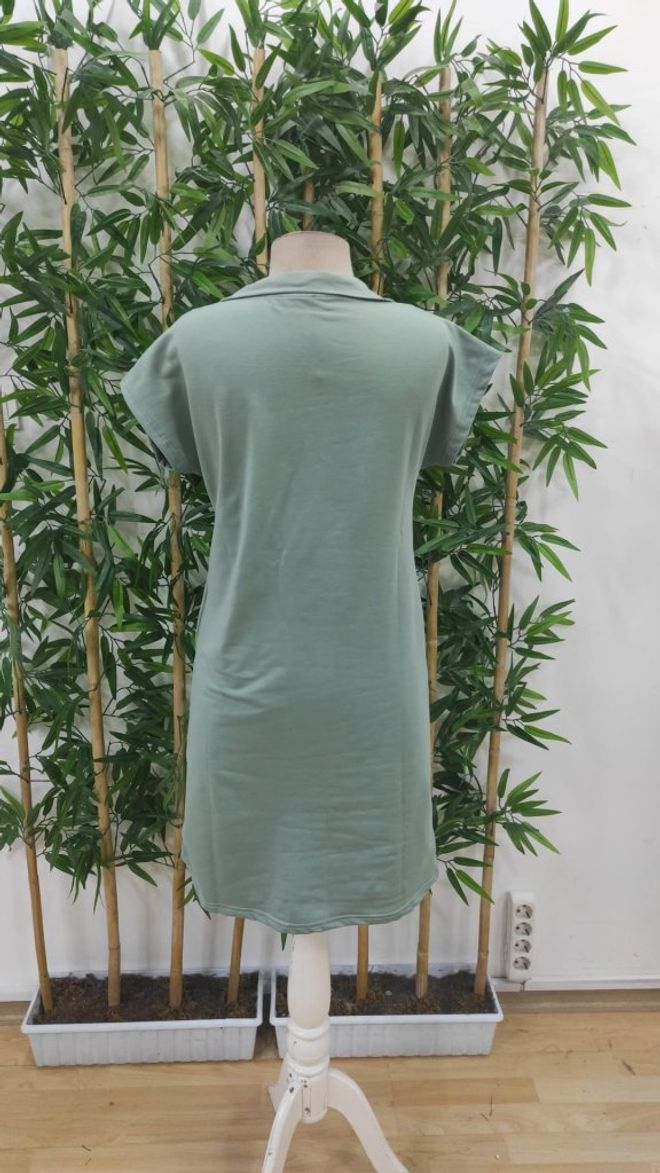 Janes Moteriška Trumpomis Rankovėmis Apykaklės Viskozės Dviejų Siūlų Suknelė Žalia Didmeninė prekyba drabužiais 4