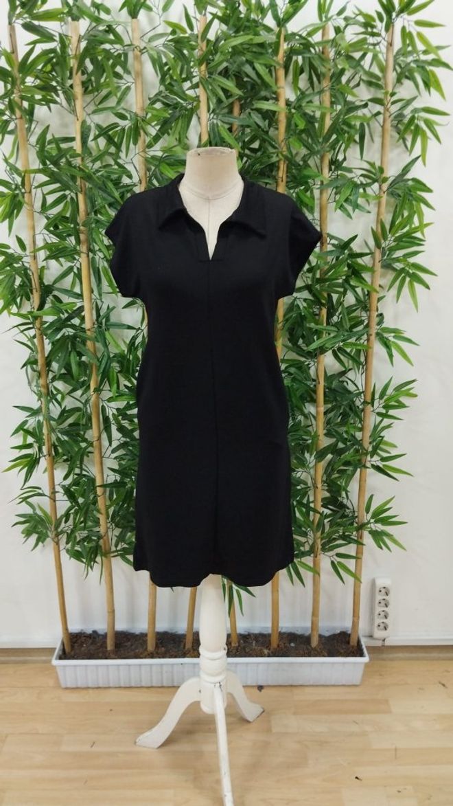 Janes Dámske Šaty S Krátkym Rukávom S Viskózovým Golierom Čierne Veľkoobchod s oblečením Randenie