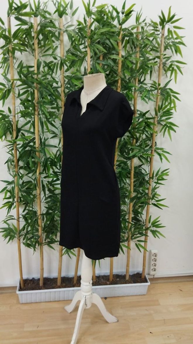 Janes Dámske Šaty S Krátkym Rukávom S Viskózovým Golierom Čierne Veľkoobchod s oblečením Jar