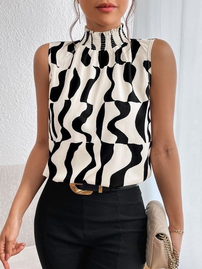 Janes Bluzka Damska Bez Rękawów Z Nadrukiem Golfowym Biała Hurtowa sprzedaż odzieży Casual