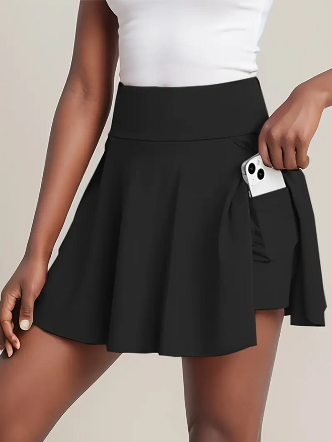 Janes Women's Sandy Short Skirt With High Waist Pockets Black Wholesale Clothing No Fabric