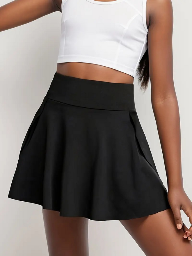 Janes Women's Sandy Short Skirt With High Waist Pockets Black Wholesale Clothing Birthday