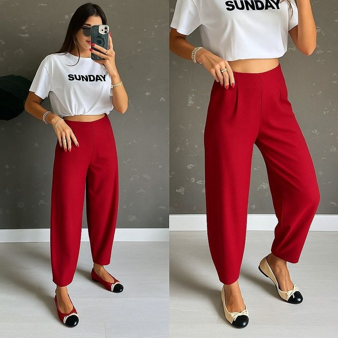 Janes Rood Elegant Formeel Casual Broek Groothandel Kleding Casual