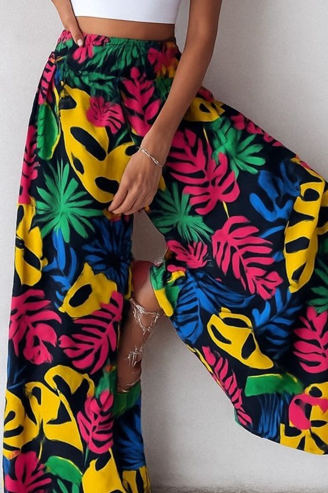 Janes Yellow Casual Boho Palazzo Pants Wholesale Clothing 1