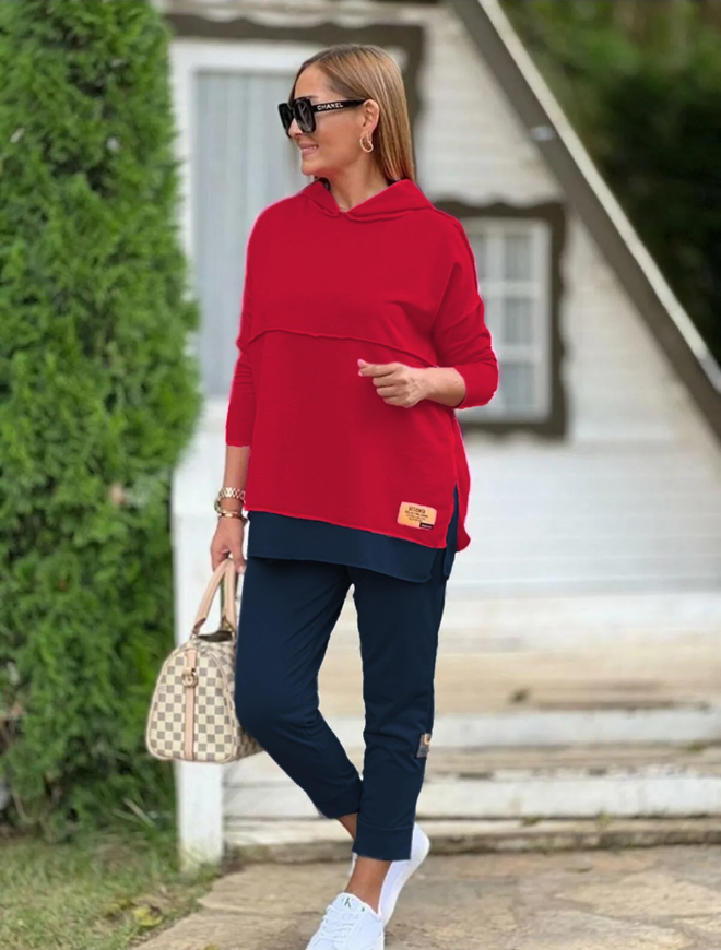 Janes Σετ Κόκκινο Casual Αθλητικό Plus Size Χονδρικό εμπόριο ενδυμάτων Casual