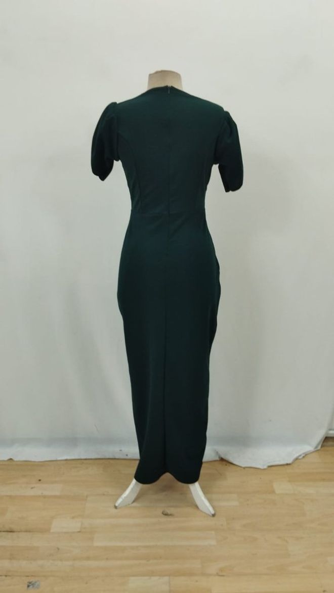 Janes Elegant Green Sheath Dress With Puff Half Sleeves Wholesale Clothing Glam