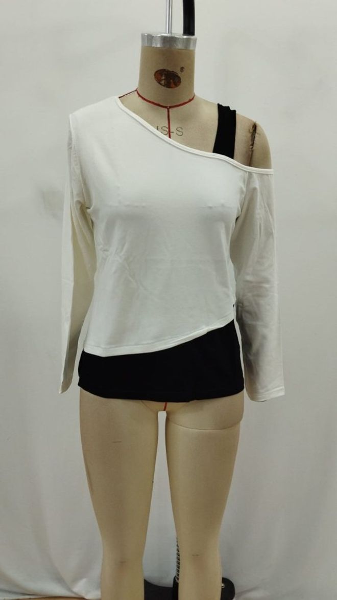 Janes White One Shoulder Neck Blouse Wholesale Clothing Spring