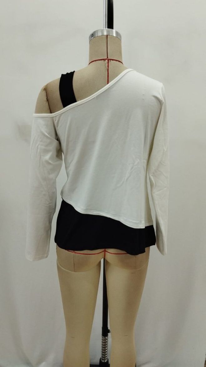 Janes White One Shoulder Neck Blouse Wholesale Clothing Sexy
