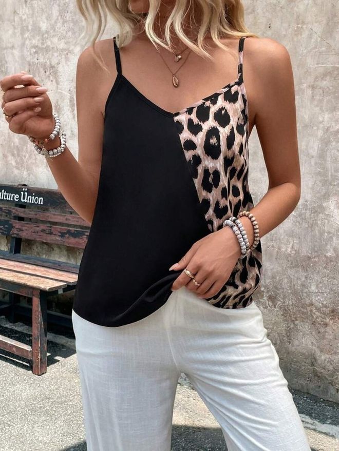 Janes Juoda Kasdieninė Seksuali Palaidinė Su Gyvūnų Raštu Didmeninė prekyba drabužiais Kokteilinė