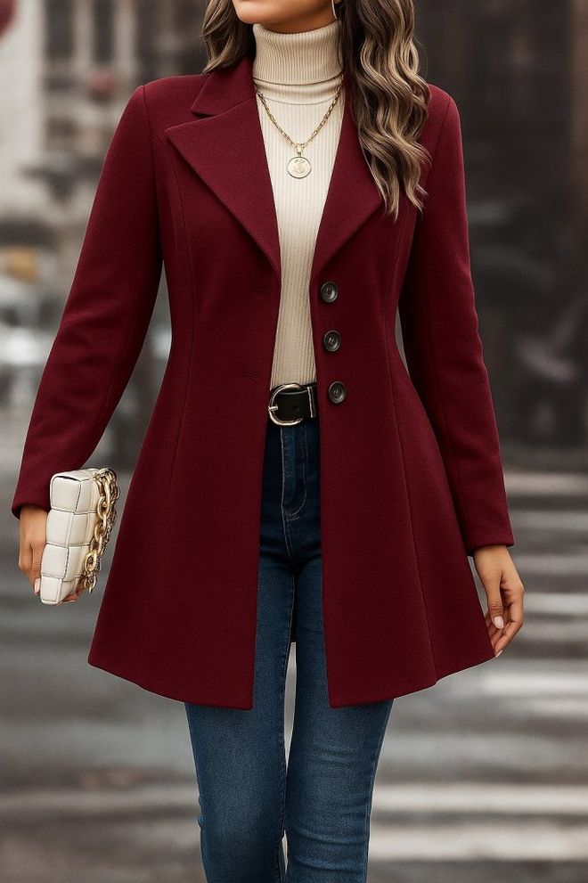Janes Claret Red Elegant Slim Fit A Line Jacket Χονδρικό εμπόριο ενδυμάτων undefined