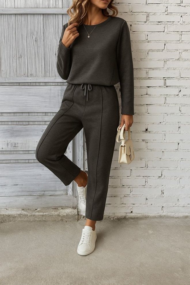 Janes Grey Casual Sport Set Wholesale Clothing Modest