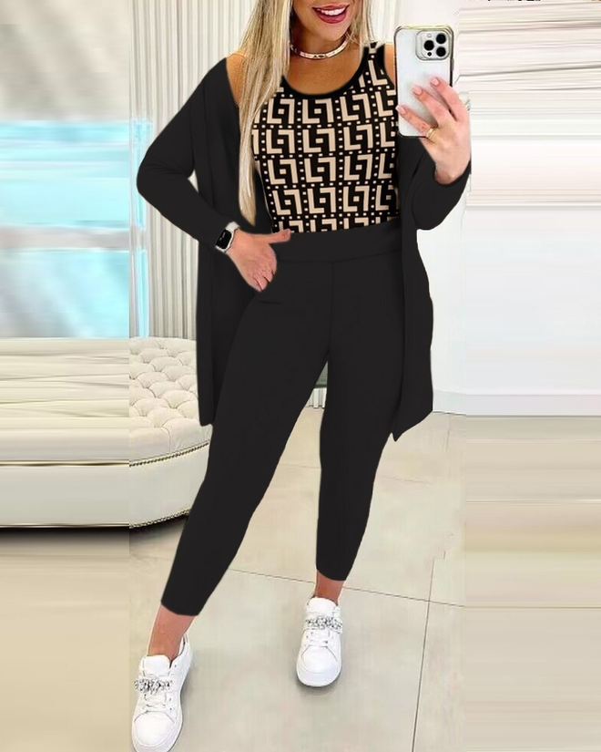 Janes Women's Long Sleeve Zara Crepe Three piece Suit Black Wholesale Clothing Casual