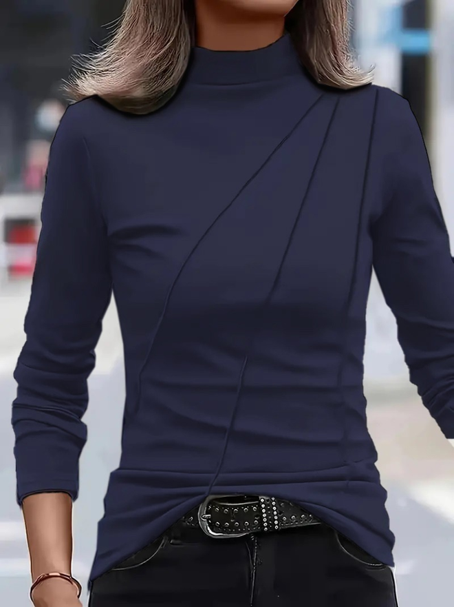 Janes Blouse De Plongée À Manches Longues Et Col Roulé Pour Femmes Bleu Marine Vêtements en gros Décontracté