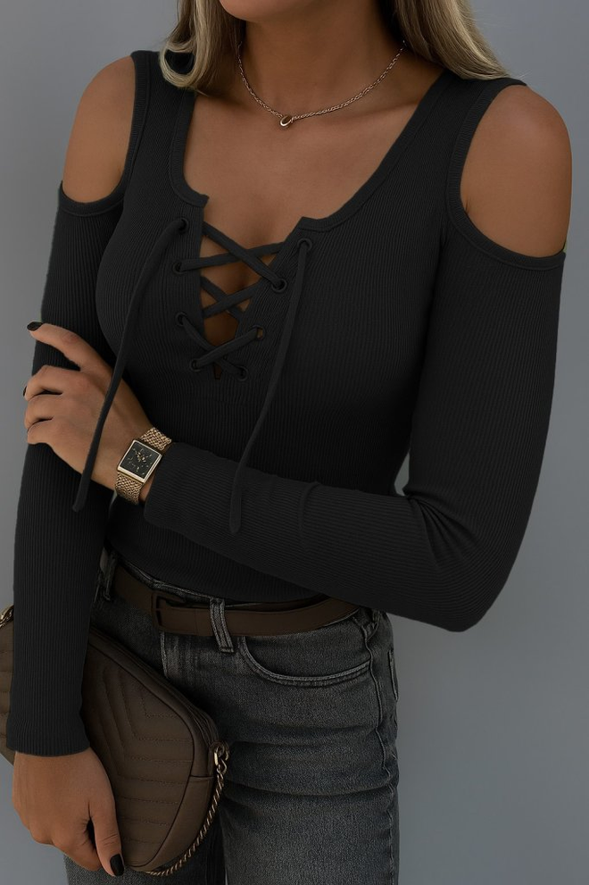 Janes Black Slim Fit Sexy Casual Blouse Wholesale Clothing Casual