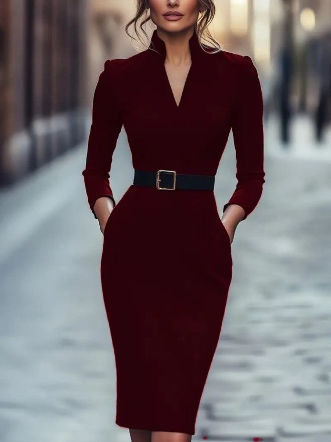 Janes Claret Red Elegant Sheath Dress Wholesale Clothing Formal