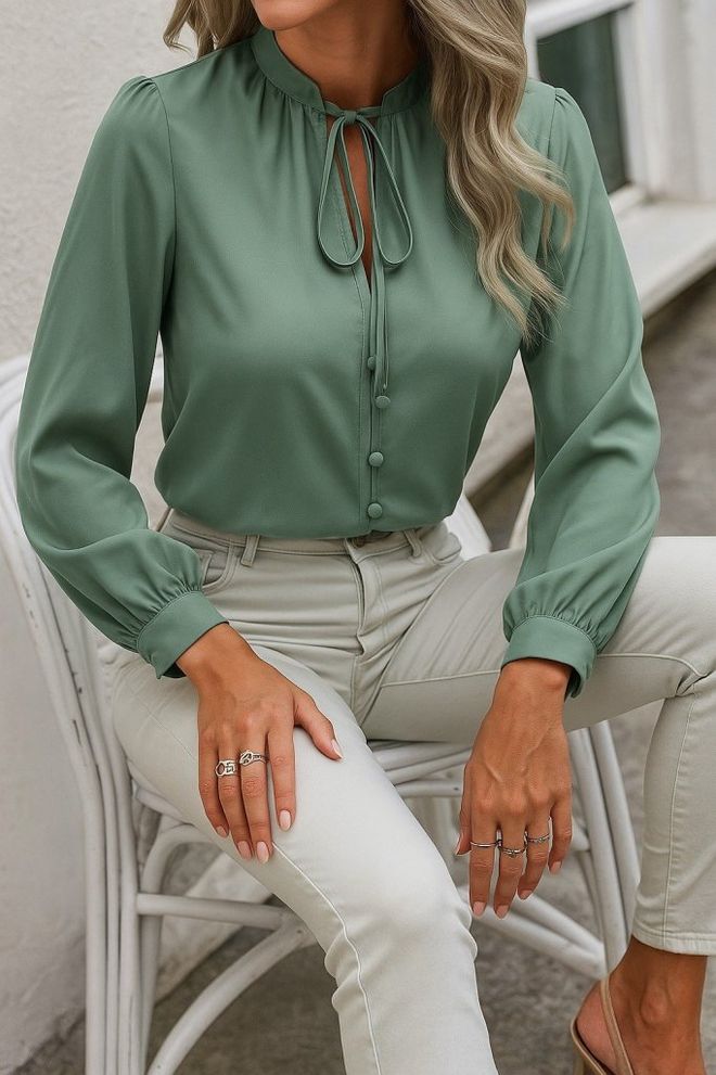 Janes Groene Elegante Formele Casual Blouse Groothandel Kleding Casual